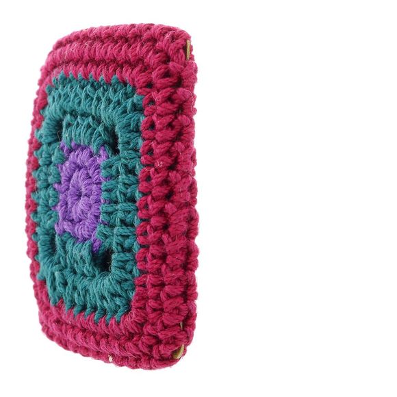 Prada Burgundy Square Crochet Brooch Pin-one size - Picture 3 of 4